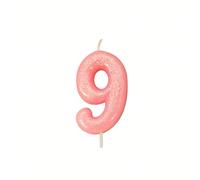 Anniversary House-AHC80/9 Bougie colorée à Paillettes Rose-Numéro 9-Décoration de gâteau d'anniversaire-7 cm-AHC80/9, AHC80/9, 7 Centimeters