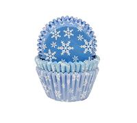 Anniversary House J176 Lot de 75 caissettes à cupcakes en papier résistant à la graisse Motif flocon de neige Bleu