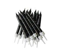 Anniversary House Lot de 12 bougies d'anniversaire à paillettes noires avec support, 7,5 cm, décoration de gâteau de célébration, AHC151