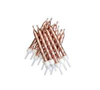 Anniversary House Lot de 12 bougies d'anniversaire en spirale or rose métallisé avec supports 7,5 cm pour décoration de gâteau de célébration AHC133