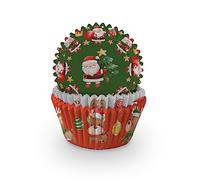 Anniversary House Lot de 60 caissettes à cupcakes de Noël en papier sulfurisé résistant - Motif Père Noël et ses amis - J216