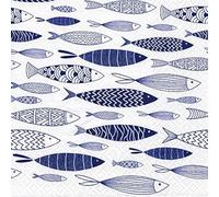 Anniversary House Tiflair Serviettes de table 3 plis Motif poissons bleus