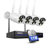 ANNKE 3MP Kit Caméra de Surveillance WiFi Extérieure, 10CH 5MP 1To NVR et 4X 3MP IP Caméra, Audio Bidirectionnel, Détection de Mouvement, 30m IR Vision Nocturne, Enregistrement 24/7, APP/PC à Distance