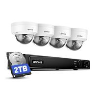 ANNKE 8MP 4K Ultra HD PoE Système de Caméras de Sécurité, 12MP NVR H.265+ avec 4 Caméras Dome 4K, Détection des Personnes et des Véhicules, Étanche IP67, Résistant au Vandalisme IK10, Audio