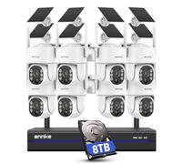 ANNKE Kit de caméra de surveillance 4 MP avec batterie extérieure avec panneau solaire, NVR 16 canaux 4K/8 MP et disque dur 8 To, caméra dôme Pan Tilt 8X, vision nocturne couleur, audio bidirectionnel