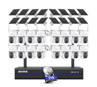ANNKE Kit de caméra de surveillance 4 MP avec batterie extérieure avec panneau solaire, NVR 16 canaux 4K/8 MP et disque dur 2 To, caméra dôme panoramique 16X, vision nocturne couleur, audio