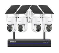 ANNKE Kit de caméra de surveillance 4 MP avec batterie extérieure avec panneau solaire, NVR 16 canaux 4K/8 MP et 4 caméras dôme panoramiques inclinables, vision nocturne couleur, audio bidirectionnel