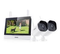 ANNKE Kit Surveillance sans Fil 3MP avec Écran LCD 7", 4CH 5MP WiFi NVR avec écran Tactile IPS et 2 Caméras IP Extérieures 3MP, Vision Nocturne 100ft,Audio Bidirectionnel, IP66,Blanc (Blanc)