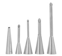 Annlpoy 5pcs Douille à Pâtisserie Inox,Douille de Pâtisserie Petit Choux | Patisserie Inox Malette Douilles de Pâtisserie Petit Choux,Embouts de Buse Tuyauterie Glaçage,Pointe Longue de Remplissage