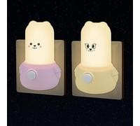 Annmore Veilleuse Enfant avec Interrupteur, Ours et Chien, Lot de 2 | Sur Prise Électrique, Chambre de BéBé, Cuisine, Entrée