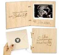 Annonce grossesse en bois | Carte annonce grossesse grand parents, mamie, tata, tonton | Cadeau annonce grossesse famille avec photo échographie de ton bébé