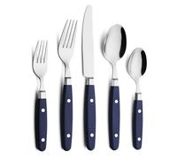 ANNOVA Ensemble de couverts/couverts en acier inoxydable avec poignées de couleur et rivets/style rétro. (Navy Blue, 20 Pieces)