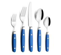 ANNOVA Ensemble de couverts/couverts en acier inoxydable avec poignées de couleur et rivets/style rétro. (Blue25, 20 Pieces)