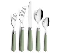 ANNOVA Ensemble de couverts en acier inoxydable colorés, comprenant des couteaux, fourchettes, cuillères, fourchettes à salade et cuillères à dessert (vert sauge, 20 pièces)