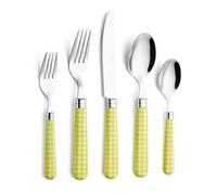 Annova Ensemble de couverts, ensemble de couverts en acier inoxydable, comprend couteaux, fourchettes, cuillères, fourchettes à salade et cuillères à dessert (Checker Vert clair, 20 pièces)