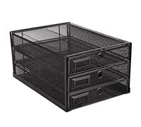 ANNOVA Organiseur de bureau en maille métallique à 3 étages avec tiroirs coulissants - Multifonctionnel - Construction solide de qualité supérieure (black)
