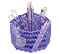 Annova Organiseur de bureau rotatif en maille avec 5 compartiments pour bonbons/stylos pour bureau, fournitures artistiques, rangement, salle de classe, maison (Purple)