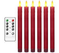 AnnSpa 6 Set Bougies LED Longues sans Flamme Fonctionne sur Batterie avec Télécommande Minuterie, Sans Flamme Lumières pour Party Mariage Halloween Noël Décoration Lampe Maison Décoration - Rouge