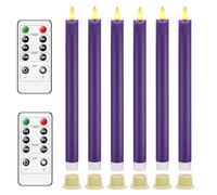 AnnSpa 6 Set Bougies LED sans Flamme Fonctionne sur Batterie avec Télécommande, Sans Flamme Lumières pour Party Mariage Halloween Noël Décoration Lampe Maison Décoration (Violet)