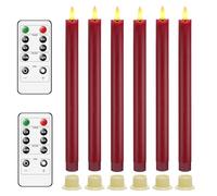AnnSpa 6 Set Bougies LED sans Flamme Fonctionne sur Batterie avec Télécommande,Sans Flamme Lumières pour Party Mariage Halloween Noël Décoration Lampe Maison Décoration Rouge
