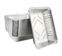ANNTIM 50 Pièces Barquette Aluminium Barbecue, 1000ml Plat Aluminium Jetable, Barquette en Aluminium Rectangulaire, Barbecue Plateaux Parfait pour la Cuisson Grillage Cuisine Restauration
