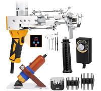 Annuod Kit De Pistolet À Tufting pour Tapis, Outil 2 en 1 pour Poils Coupés Et Bouclés avec Régulation Numérique La Vitesse, Comprenant Une Tondeuse pour Faciliter Fabrication(C)