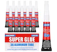 ANOMM 12pcs Super Glue, Glue Liquide, Colles transparente à séchage rapide | Colle Universelle plastique, caoutchouc, cuir, métal, céramique et verre (3g)