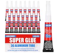 ANOMM 24pcs Super Glue, Glue Liquide, Colles transparente à séchage rapide | Colle Universelle plastique, caoutchouc, cuir, métal, céramique et verre (3g)