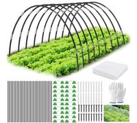 ANOMM 30Pcs Arceau pour Serre Tunnel, Arceaux de Jardin, avec 20 Clips, Tubes de Connexion, Piquets de Sol, Gant et Filet 10m, Arceaux de Support Amovibles en Fibre de Verre pour Plantes d'Extérieur