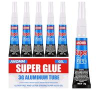 ANOMM 6pcs Colle forte gel, Super Glue épaisse & Transparente | Colles tous Matériaux Rapide, Colle Universelle plastique, caoutchouc, cuir, métal, céramique et verre (3g)