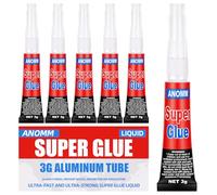 ANOMM 6pcs Super Glue, Glue Liquide, Colles transparente à séchage rapide | Colle Universelle plastique, caoutchouc, cuir, métal, céramique et verre (3g)