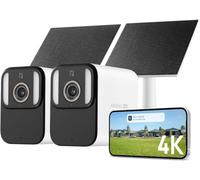 Anona Aurora 4K(8MP) Caméra Surveillance WiFi Exterieure sans Fil Solaire, Vision Nocturne Couleur, Enregistrement AOV 24/7, Batterie 10000mAh, 32 Go Local sans Frais, Détection IA, IP67, Lot de 2