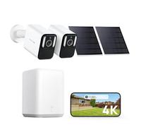 Anona Caméra Surveillance WiFi Exterieure sans Fil, 8MP Kit 2 Caméras avec Système SmartBase, Vision Nocturne Couleur, Enregistrement AOV 24/7, Alimenté Énergie Solaire, Détection IA, IP67