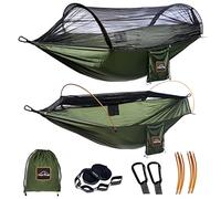 AnorTrek Camping Professionnel avec Moustiquaire, Double Hamac Portable Léger avec Deux Sangles d'arbre de 3m, Hamac en Nylon 230T pour Camping, Randonnée, Jardin, Randonnée pédestre Vert