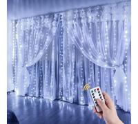 Anpro Rideau Lumineux 3m x 3m - 300 LEDs USB Guirlande Rideau Lumineuse avec 8 Modes d'éclairage pour Decoration Noel Interieur/Chambre/Fenêtre/Anniversaire/Fête (Blanc Froid)