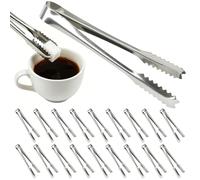 ANPUNAT Lot de 24 Pinces à sucre et glaçons en acier inoxydable - Petites pinces de service pour le sucre, les desserts, les fêtes, le café, la cuisine et le bar (Argent)