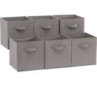 ANQI Cubes de rangement en tissu pliables avec poignées, gris, 10,5 x 10,5 x 11 pouces, lot de 6, vente de Nouvel An, cadeaux top