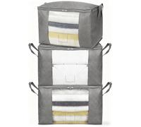 ANQI Cubes de rangement pliables à fermeture éclair, grande capacité, fenêtre transparente et poignées, lot de 3, gris, offre spéciale Nouvel An, meilleurs cadeaux