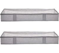 ANQI Lot de 2 sacs de rangement en tissu à fermeture éclair pour dessous de lit avec fenêtre et poignées - Gris