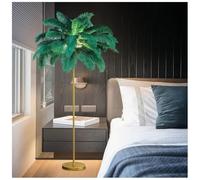 ANram Lampadaire en plumes d'autruche pour salon 160 cm, lampe sur pied en plumes d'autruche pour décoration de chambre à coucher, grande lampe avec ampoule LED G4 à intensité variable