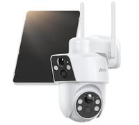 ANRAN 2K+2K Caméra Surveillance WiFi Extérieure san Fil,Double Objectif/PIR | 360° Solaire Caméra, Vision Nocturne Couleur, Audio Bidirectionnel, Étanche, Batterie Haute Capacité, 2Pcs