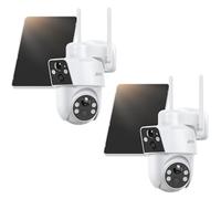 ANRAN 2K+2K Caméra Surveillance WiFi Extérieure san Fil,Double Objectif/PIR | 360° Solaire Caméra, Vision Nocturne Couleur, Audio Bidirectionnel, Étanche, Batterie Haute Capacité, 2Pcs