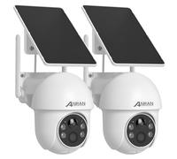 ANRAN 2K Caméra Surveillance WiFi sans Fil avec Batteries, Blanc, 2 Pcs | 360° Pan/Tilt, Détection Mouvement PIR, Couleur Vision Nocturne Alarme Audio, Compatible Alexa