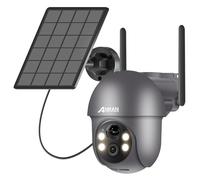 ANRAN 2K Caméra Surveillance WiFi sans Fil avec Batteries, Gris | 360° PTZ, Détection Mouvement PIR, Couleur Vision Nocturne, Alarme Audio, Audio bidirectionnel, Garantie 2 ans, Gris