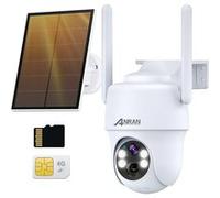 ANRAN 3G/4G LTE Caméra Extérieure+Panneau Solaire, 2K Camera Exterieur sans Fil sur Batterie, Carte SIM+32Go Carte SD, 360° PTZ Blanc G