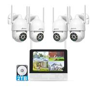 ANRAN 3K PTZ Kit Caméra de Surveillance WiFi Extérieure, 8CH 10.5" NVR avec 2TB HDD, 4X5MP IP Caméra, Suivi Automatique, 24/7 Enregistrement, Audio Bidirectionel, AI Détection, Vision Nocturne Couleur