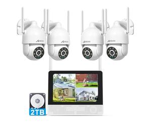 ANRAN 3K PTZ Kit Caméra de Surveillance WiFi Extérieure, 8CH 10.5" NVR avec 2TB HDD, 4X5MP IP Caméra, Suivi Automatique, 24/7 Enregistrement, Audio Bidirectionel, AI Détection, Vision Nocturne Couleur