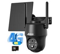ANRAN 4G LTE Caméra de sécurité batterie solaire carte SIM 32Go Extérieur 360°