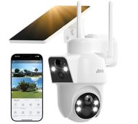 ANRAN 4MP Caméra Surveillance WiFi Extérieure sans Fil Solaire, Double Objectif Double PIR, 360° Solaire Caméra
