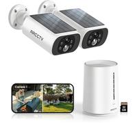 ANRAN 4MP Kit Caméra de Surveillance Sans Fil ,Vidéosurveillance 4CH - 2 caméras batteries solaires+1 station avec 32GB carte sd
